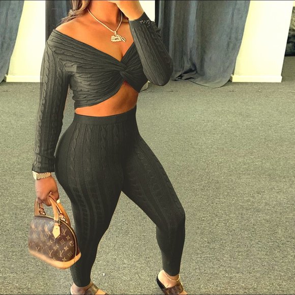 Sweaters - Sexy Solid Color Sweater Two Piece Set